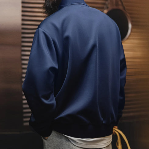 Color-Block Embroidered College Jacket – Spring Zip-Up Retro Hoodie